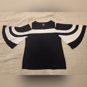 Chico's Black and White Cold Shoulder Top